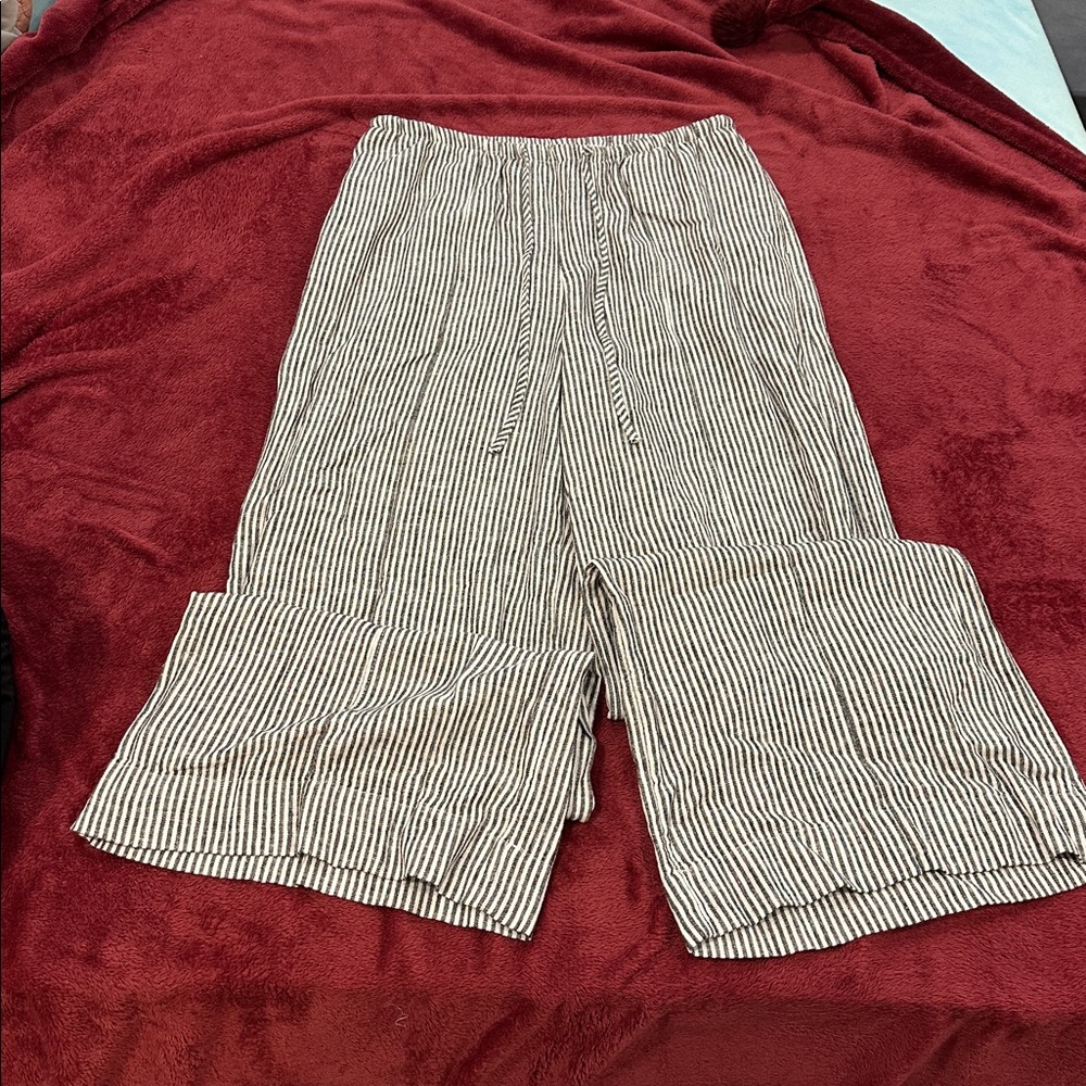 A New Day linen blend pants - black and white stripes